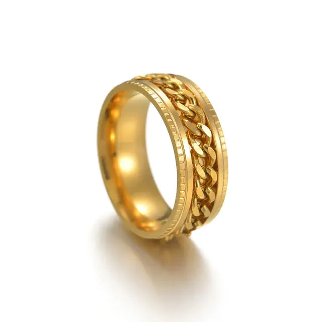 Anillo Giratorio Para Hombre con Detalle Cromado - High Trend Coture