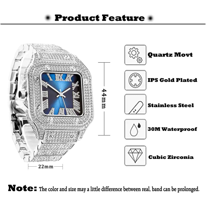 Ice Out Diamond Square Watch - High Trend Coture