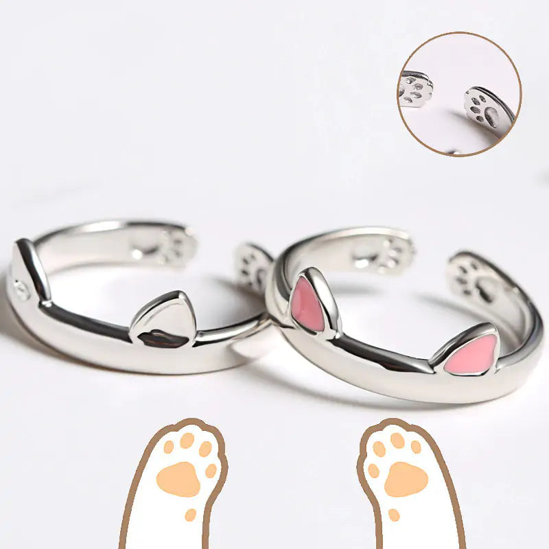 Black and White Cat Couple Rings - High Trend Coture