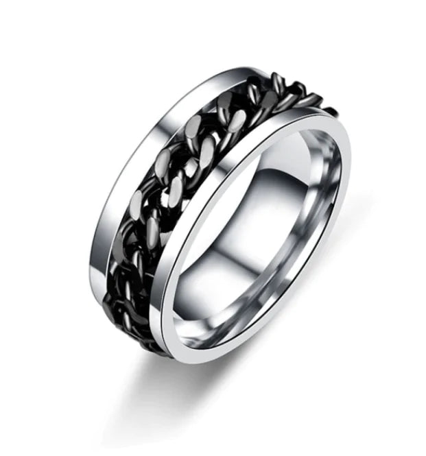 Anillo Giratorio Para Hombre con Detalle Cromado - High Trend Coture