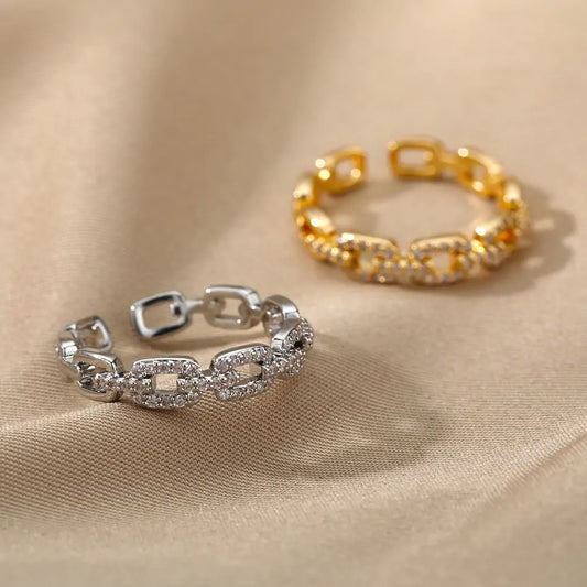 Classic Twist Chain Open Rings - High Trend Coture