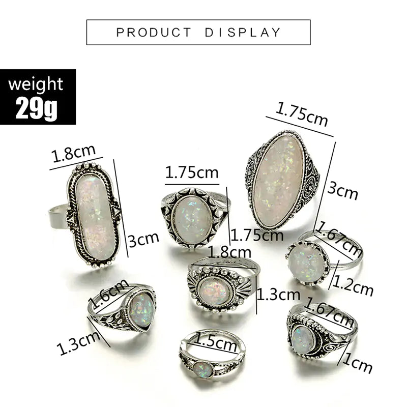 Antique Silver Color Rings Sets - High Trend Coture