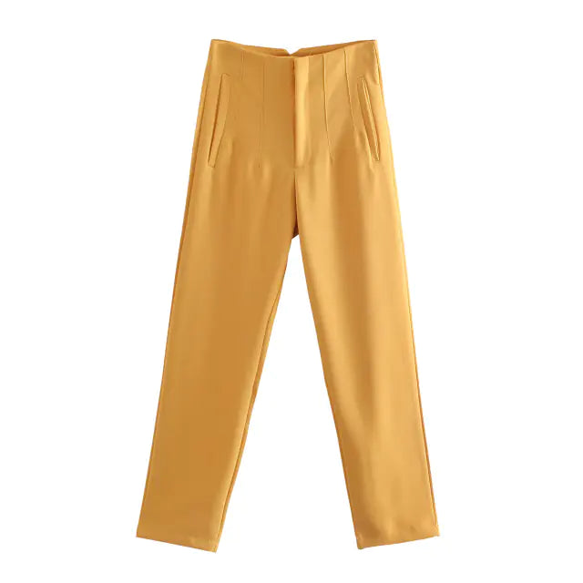 Pantalones de mujer cintura alta de pinza - High Trend Coture