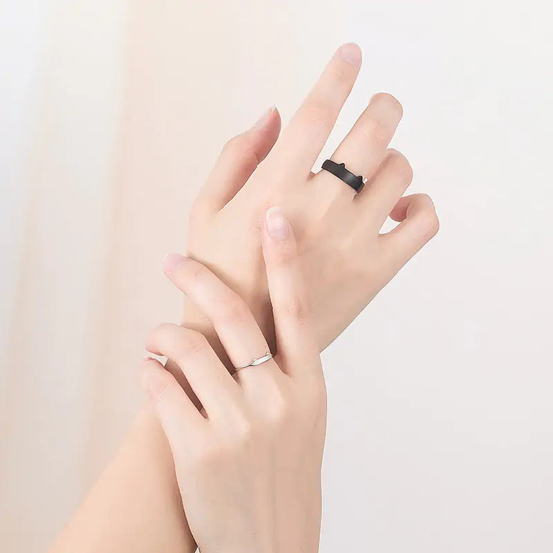 Black and White Cat Couple Rings - High Trend Coture