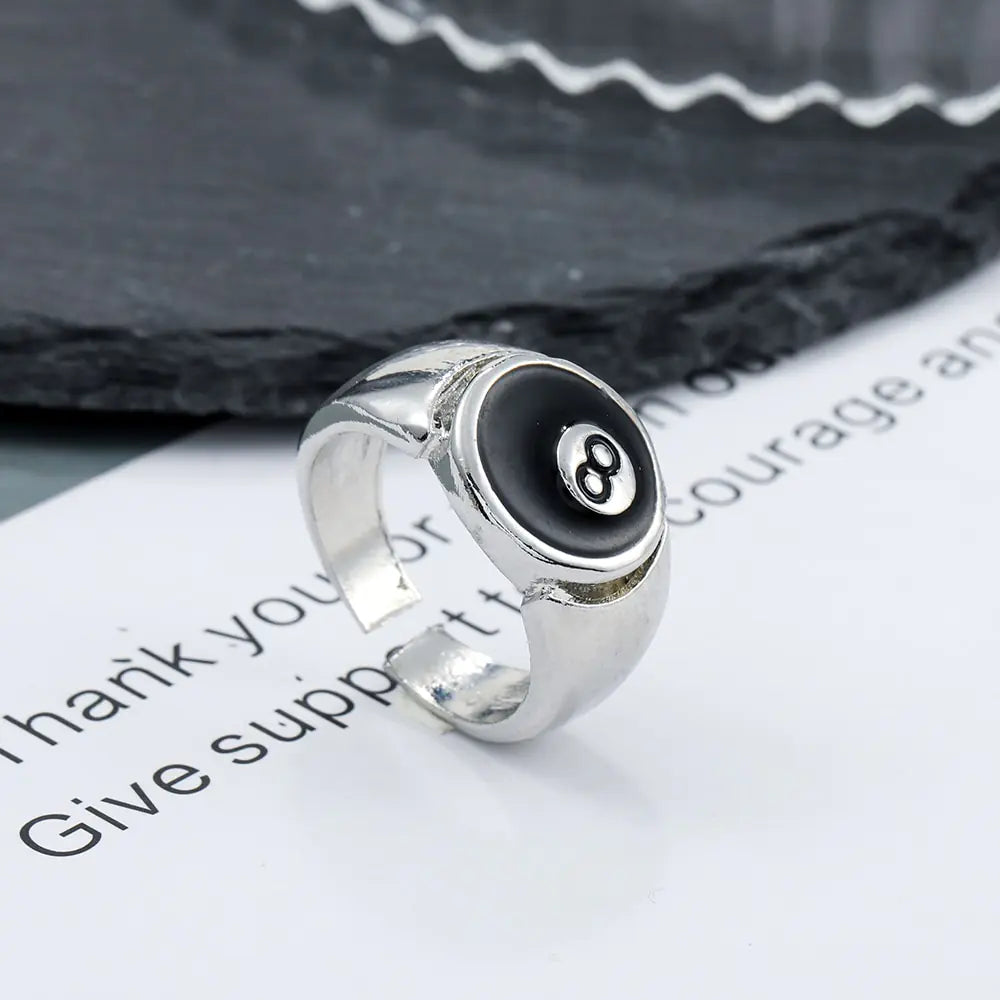 Billiard Number 8 Opening Adjustable Ring - High Trend Coture