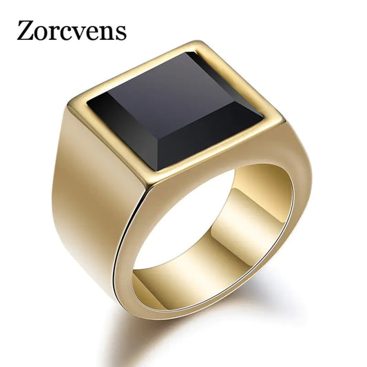 ZORCVENS Black Stone Rings for Men - High Trend Coture