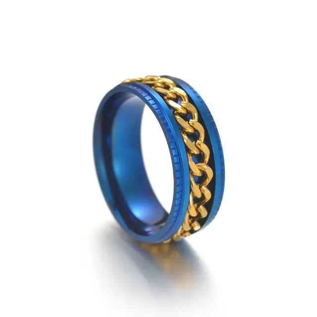 Anillo Giratorio Para Hombre con Detalle Cromado - High Trend Coture