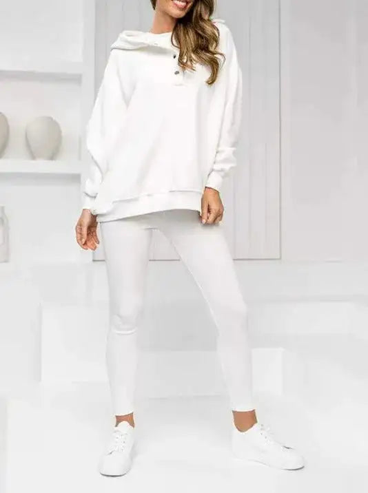 Conjunto de Chándal para Mujer con Sudadera de Capucha y Botones - High Trend Coture