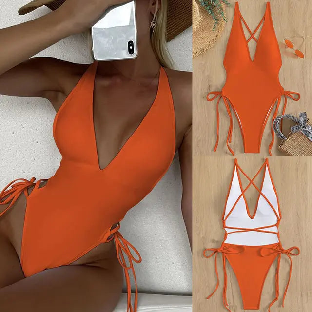 Monokini con Espalda Descubierta y Escote en V - High Trend Coture