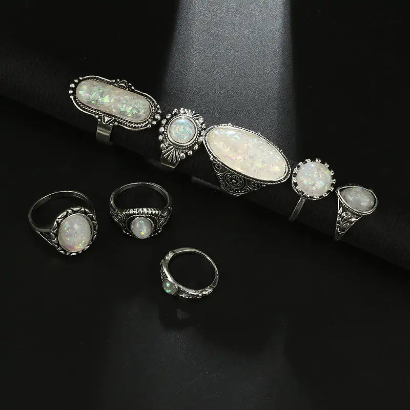 Antique Silver Color Rings Sets - High Trend Coture