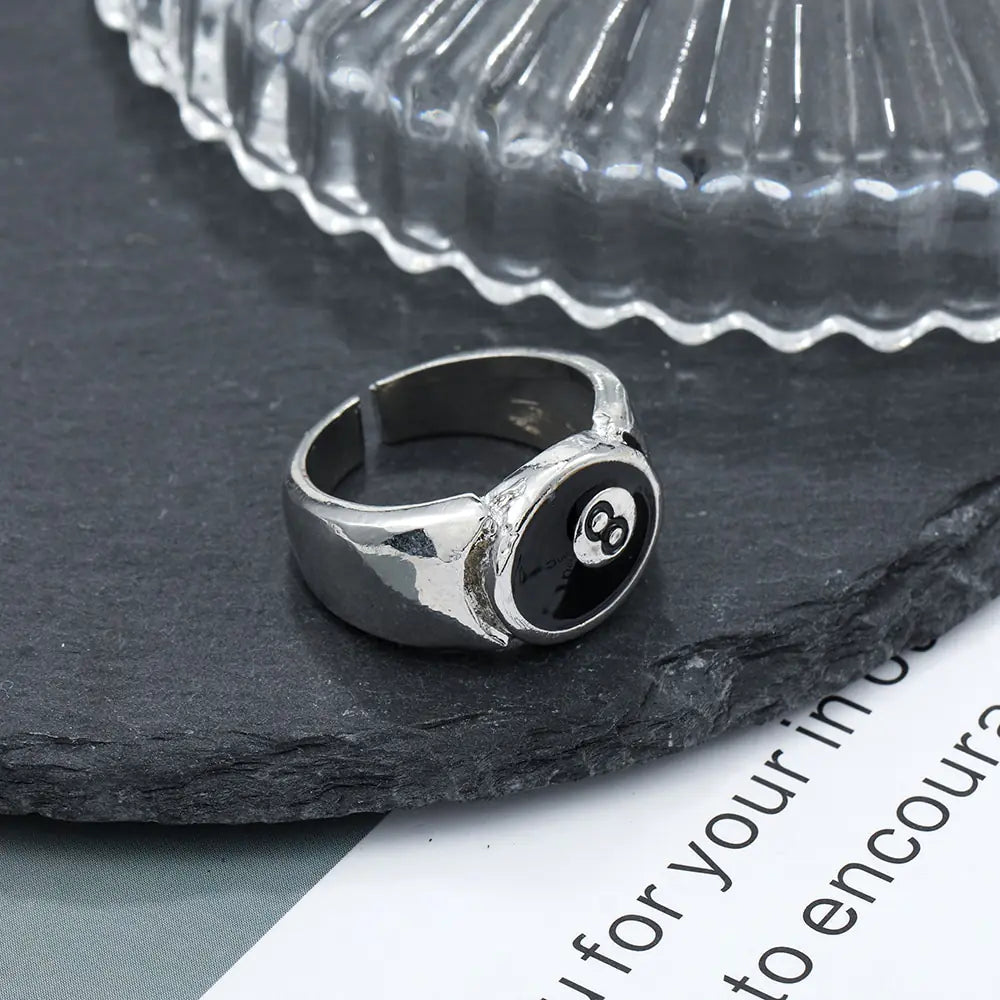 Billiard Number 8 Opening Adjustable Ring - High Trend Coture