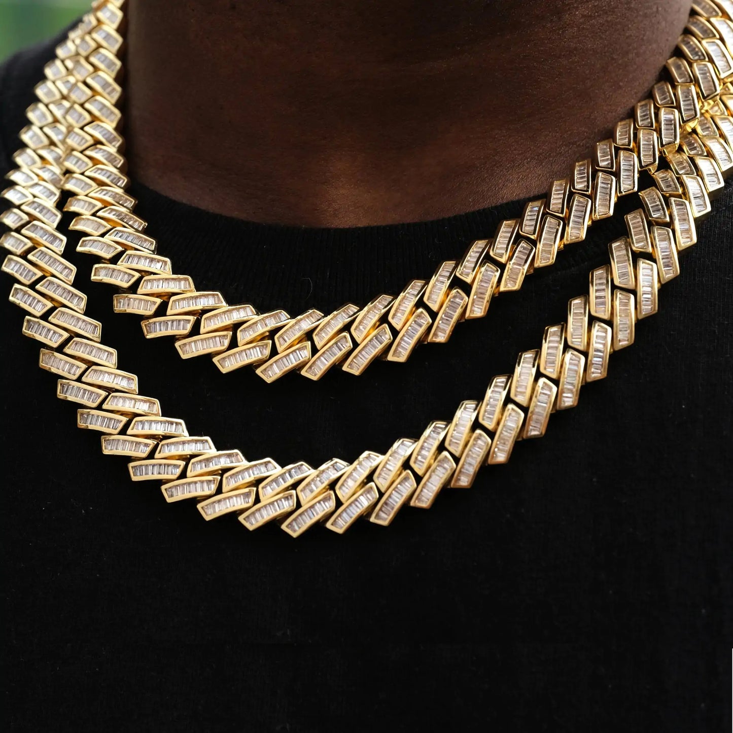 Baguette Channel Set Cuban Necklace - High Trend Coture