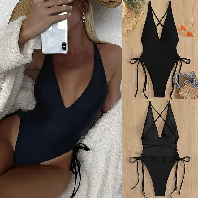 Monokini con Espalda Descubierta y Escote en V - High Trend Coture