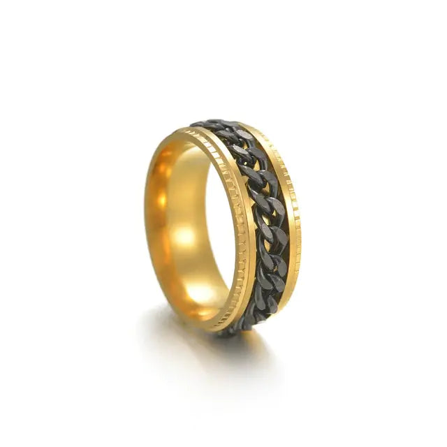 Anillo Giratorio Para Hombre con Detalle Cromado - High Trend Coture