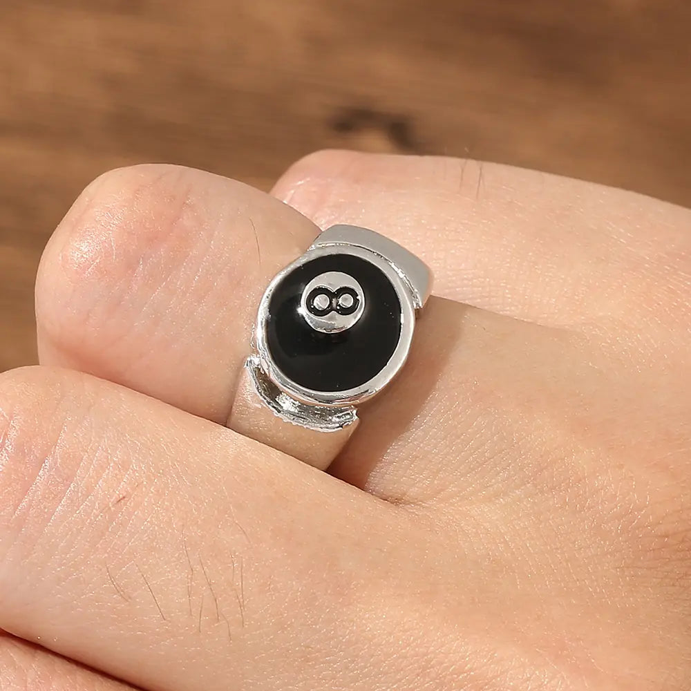 Billiard Number 8 Opening Adjustable Ring - High Trend Coture