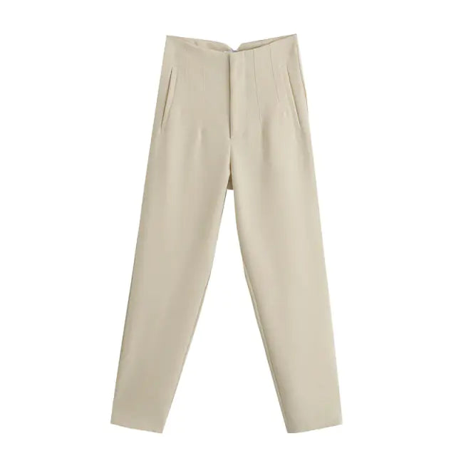 Pantalones de mujer cintura alta de pinza - High Trend Coture