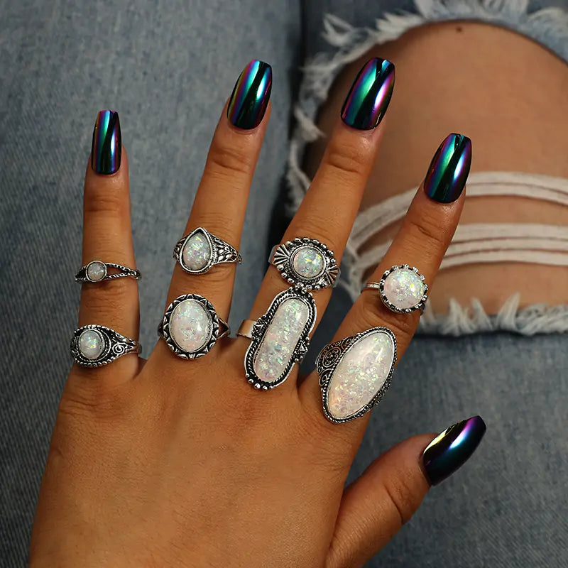 Antique Silver Color Rings Sets - High Trend Coture