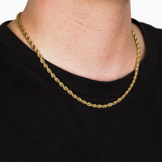 Gold Plated 5mm Rope Chain Necklace - High Trend Coture