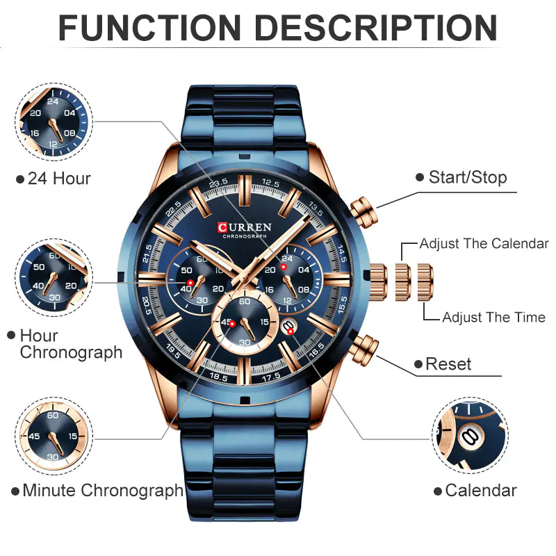 CURREN Men Quartz Watch Top Brand - High Trend Coture