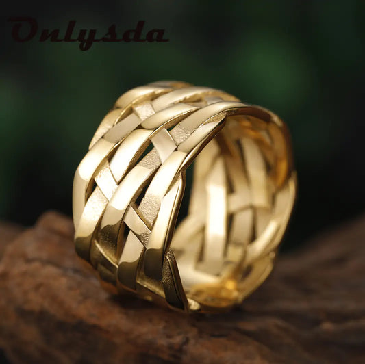 Vintage Weave Stainless Steel Rings - High Trend Coture