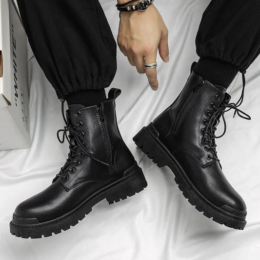 Botas Militares de Cuero Negro para Hombre Diseño Dr. Martens