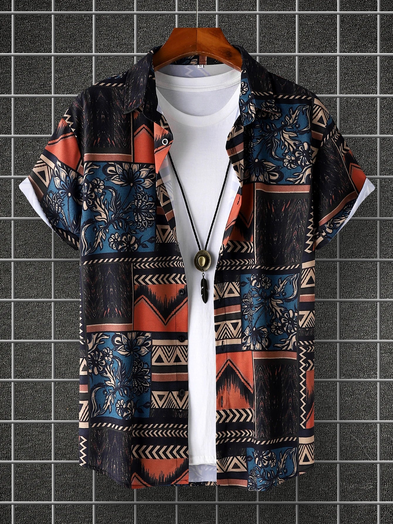 Camisa Estampada de Manga Corta de Verano para Hombre con Estilo Bohemio Informal - High Trend Coture