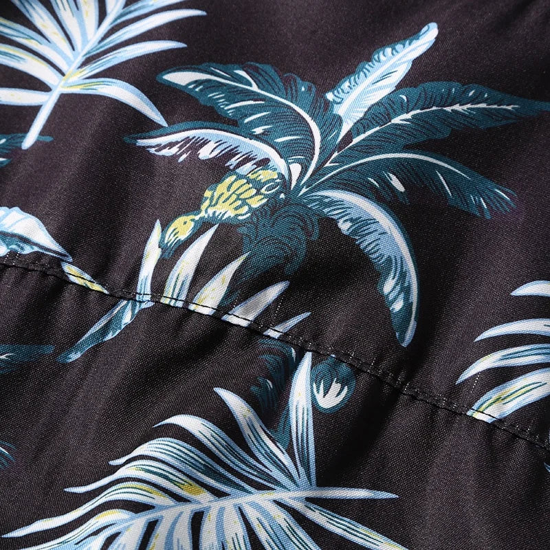 Camisa de Manga Corta para Hombre con Estampado de Palmeras Hawaianas - High Trend Coture