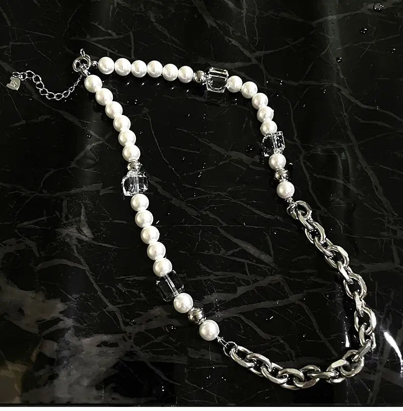 Fashionable Square Bead Pearl Necklace - High Trend Coture