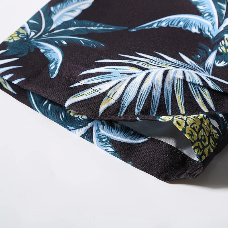 Camisa de Manga Corta para Hombre con Estampado de Palmeras Hawaianas - High Trend Coture