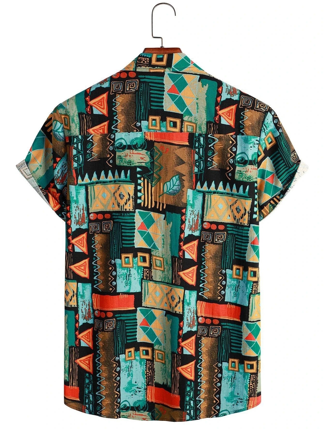 Camisa de Manga Corta para Hombre con Estampado Retro-Vintage Multicolor - High Trend Coture