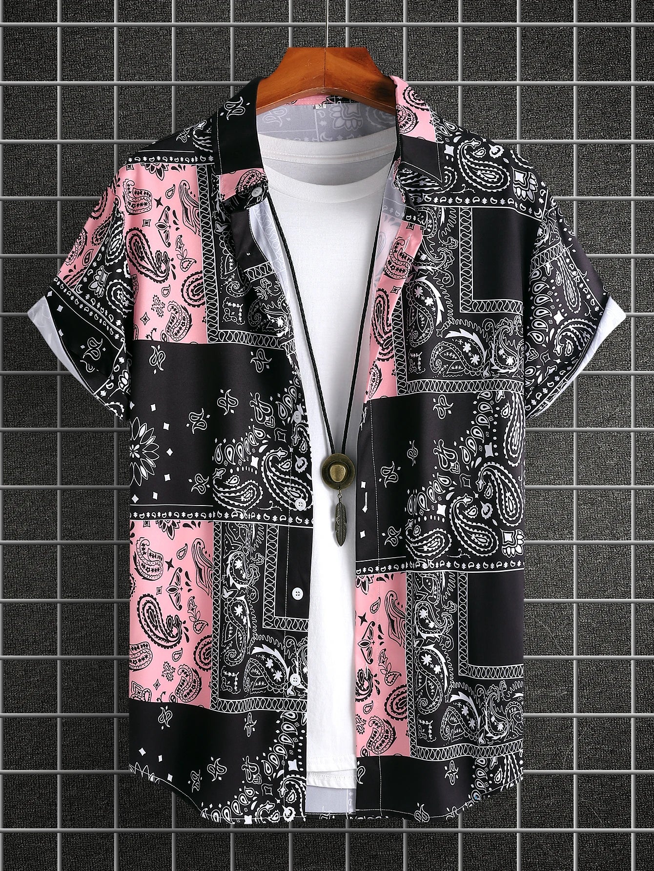 Camisa de Manga Corta de Hombre con Estampado Paisley Casual - High Trend Coture