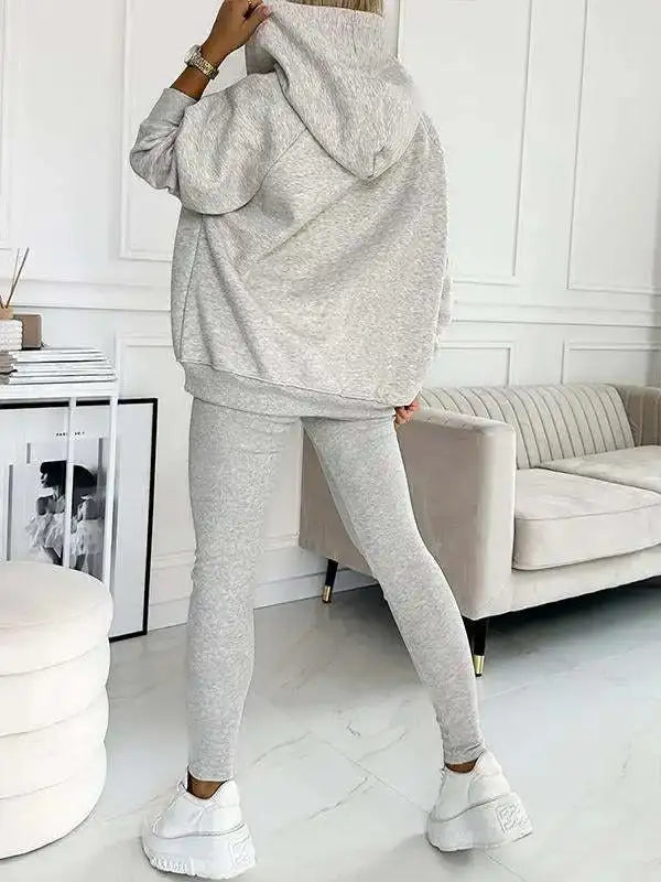 Conjunto de Chándal para Mujer con Sudadera de Capucha y Botones - High Trend Coture