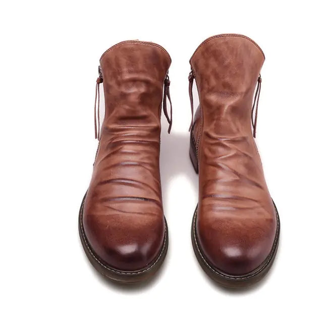 Botas de Piel Vintage para Hombre con Cremallera - High Trend Coture