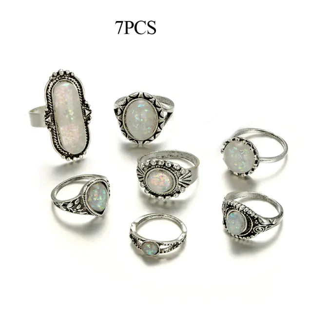 Antique Silver Color Rings Sets - High Trend Coture