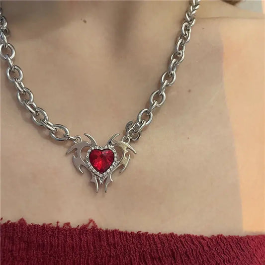 Red Crystal Pendant Necklace - High Trend Coture