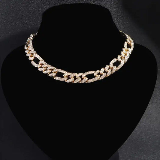 White/Gold Plated Cuban Necklace - High Trend Coture