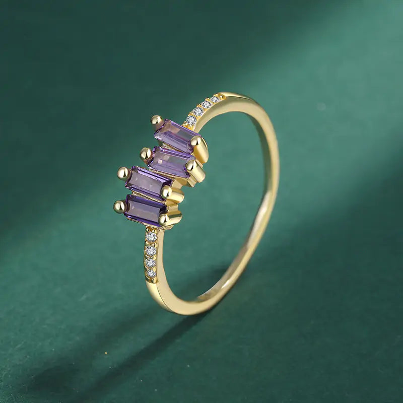 Baguette Amethyst Rings - High Trend Coture