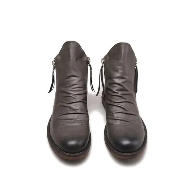 Botas de Piel Vintage para Hombre con Cremallera - High Trend Coture