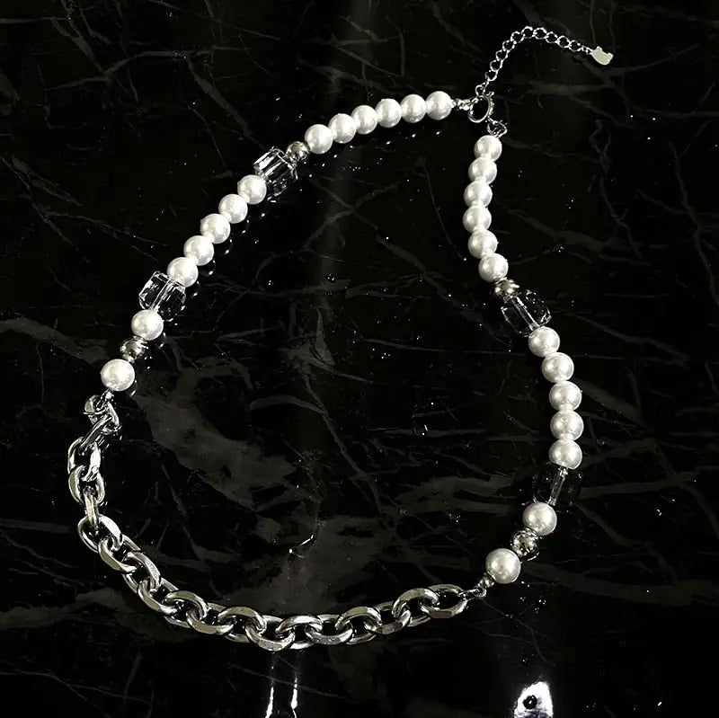 Fashionable Square Bead Pearl Necklace - High Trend Coture