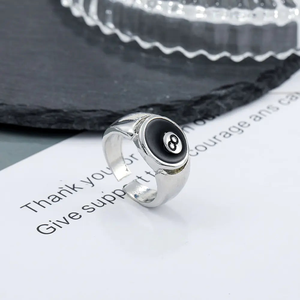 Billiard Number 8 Opening Adjustable Ring - High Trend Coture