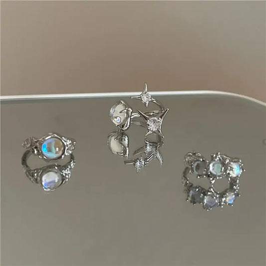 Crystal Opal Star Open Rings - High Trend Coture