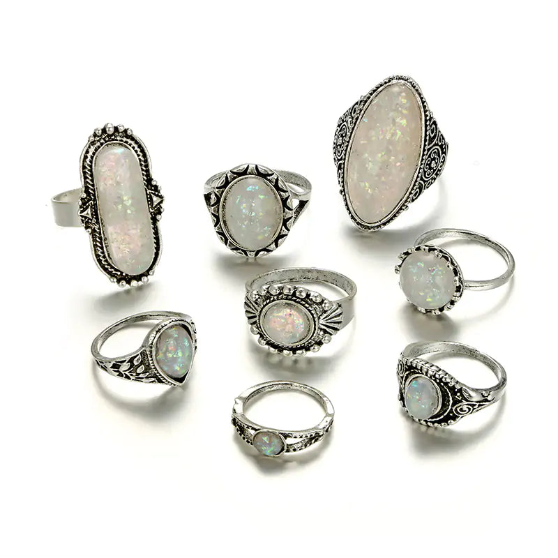 Antique Silver Color Rings Sets - High Trend Coture