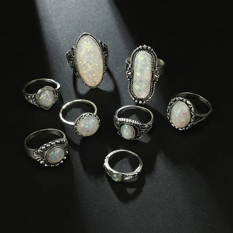 Antique Silver Color Rings Sets - High Trend Coture