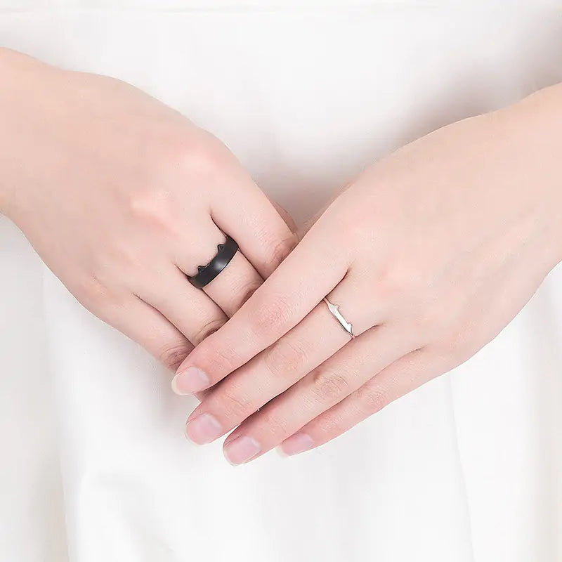 Black and White Cat Couple Rings - High Trend Coture