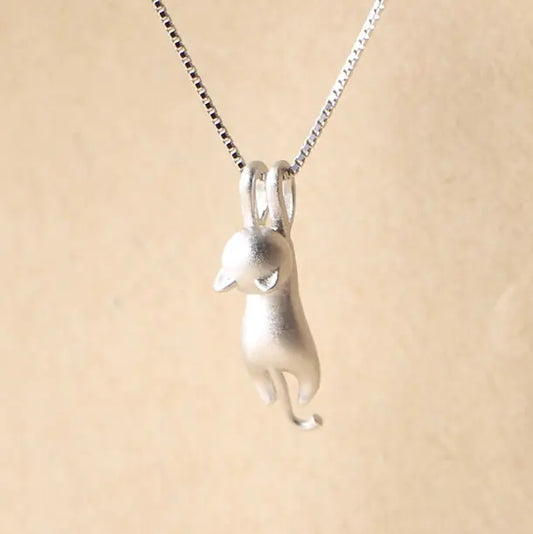 Silver Cat Pendant Necklace Jewelry - High Trend Coture