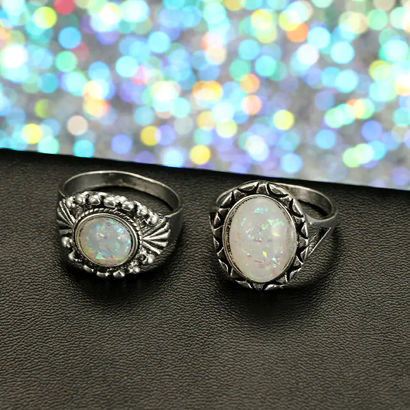 Antique Silver Color Rings Sets - High Trend Coture