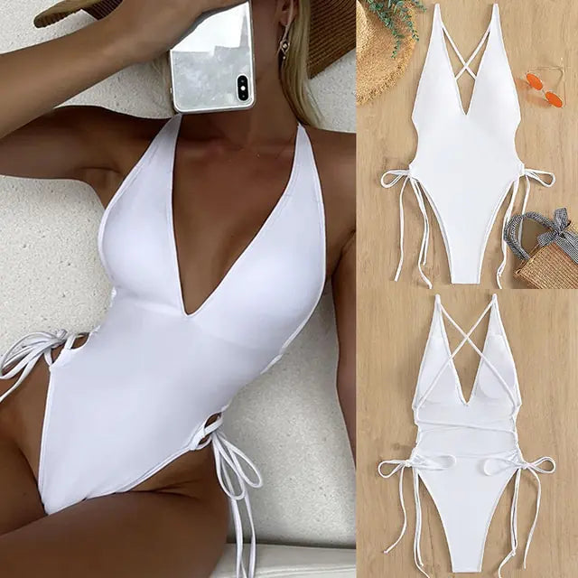 Monokini con Espalda Descubierta y Escote en V - High Trend Coture