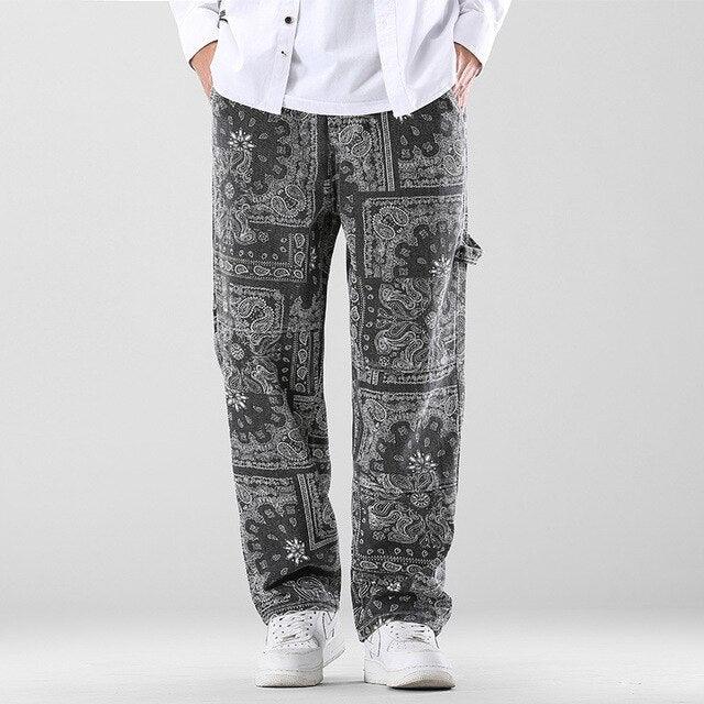 Pantalón Holgado de Hombre con Estampado de Cachemira - High Trend Coture