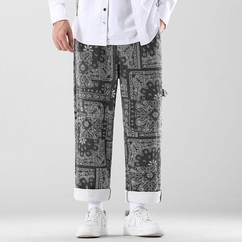 Pantalón Holgado de Hombre con Estampado de Cachemira - High Trend Coture