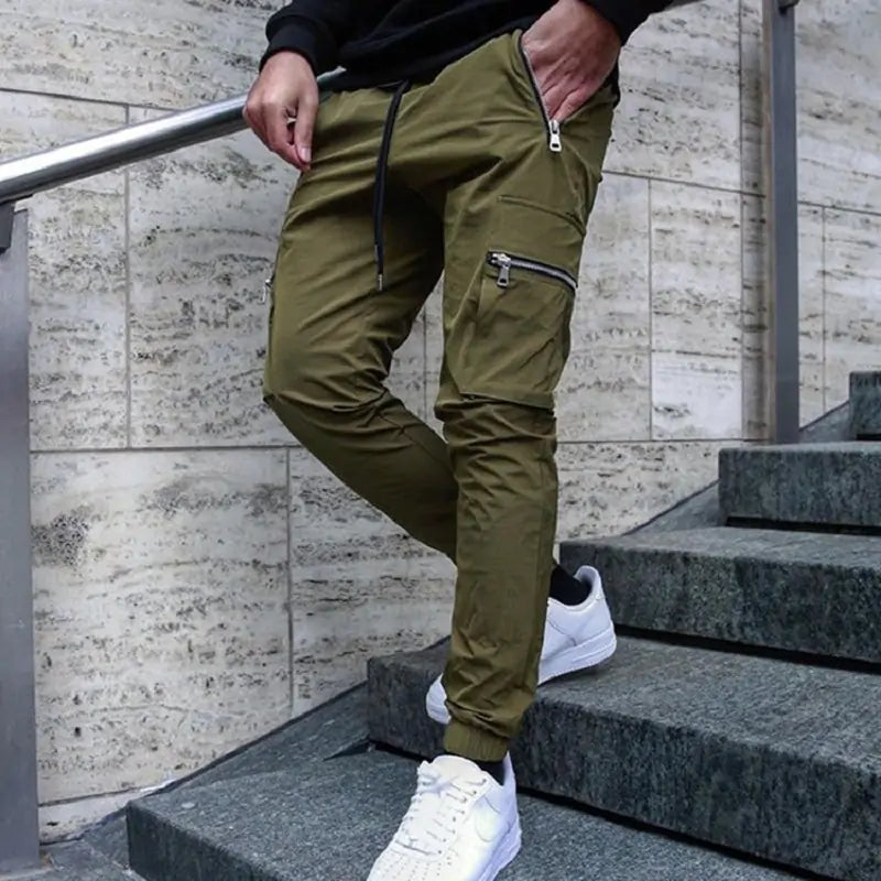 Pantalones Cargo Hombre con Cremallera Lateral - High Trend Coture